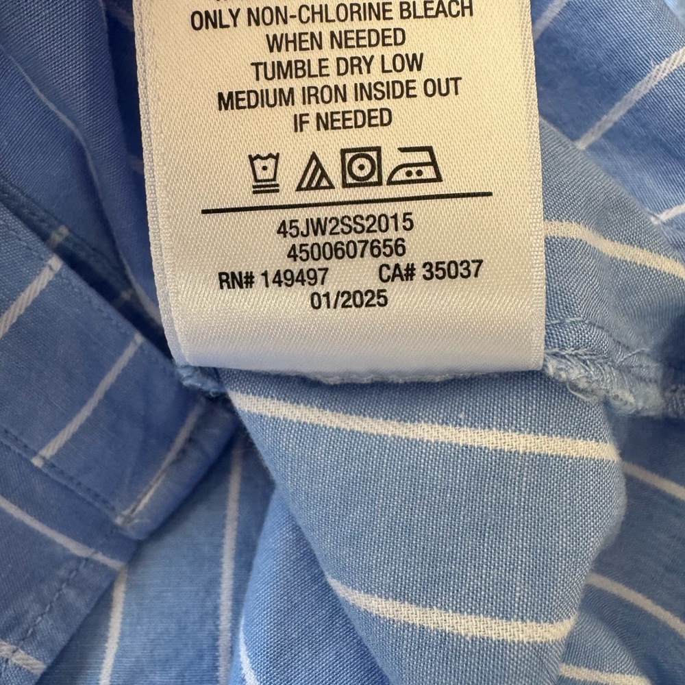 Joe's Jeans Striped Pleated Dress Shirt Blue & White Women's  Size Medium - Picture 9 of 12